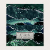 Green Silver Glitter Marble Geode Agate Folded Visitekaartjes (Buitenkant ongevouwen)