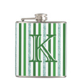 Green Silver Glitter Stripes Monogramed Custom Heupfles (Voorkant)