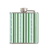 Green Silver Glitter Stripes Monogramed Custom Heupfles (Achterkant)