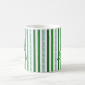 Green Silver Glitter Stripes Monogramed Custom Koffiemok (Center)