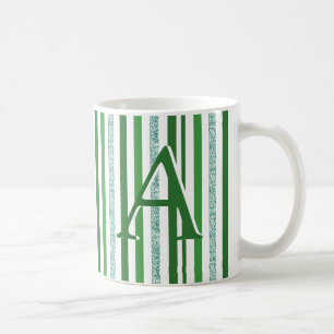 Green Silver Glitter Stripes Monogramed Custom Koffiemok