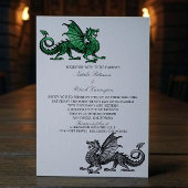 Green Silver Medieval Dragon Wedding Invitation