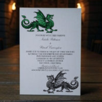 Green Silver Medieval Dragon Wedding Invitation