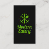 Green Silverware Modern Restaurant Logo Visitekaartje (Voorkant)