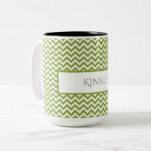 Green Simple Chevron Two-Tone Coffee-Mok Tweekleurige Koffiemok (Voorkant links)