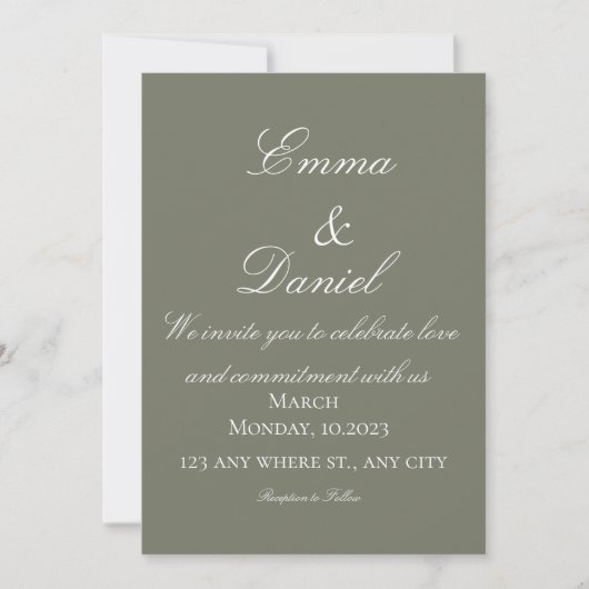 Green Simple Elegant Photo Wedding Invitation (Devant)