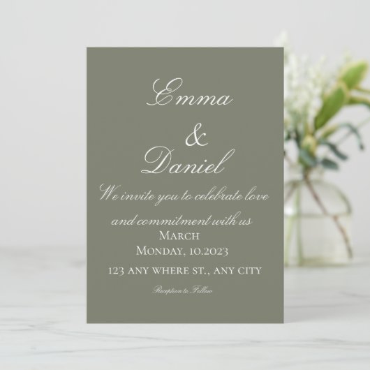 Green Simple Elegant Photo Wedding Invitation (Debout devant)