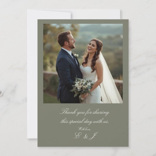 Green Simple Elegant Photo Wedding Invitation (Dos)