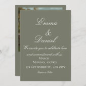 Green Simple Elegant Photo Wedding Invitation (Devant / Derrière)