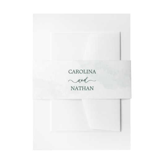 Green Simple Elegant Wedding Names Invitation Uitnodigingen Wikkel (Voorkant Voorbeeld)