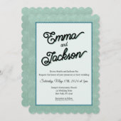 Green, Simple, Modern Wedding Invitation Kaart (Voorkant / Achterkant)