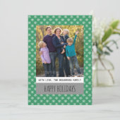 Green Simple Snowflake Holiday Photo Flat Carte Pl (Debout devant)