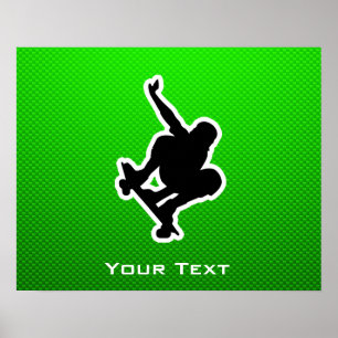 Green Skateboarding Poster