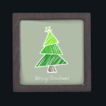 Green Sketchy Christmas Tree boîte cadeau<br><div class="desc">Joli motif coloré avec des arbres de noël griffés. Un cadeau de Noël parfait.</div>