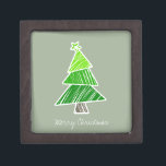 Green Sketchy Christmas Tree boîte cadeau<br><div class="desc">Joli motif coloré avec des arbres de noël griffés. Un cadeau de Noël parfait.</div>