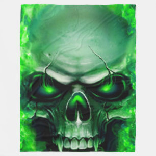 GREEN SKULL FLEECE DEKEN