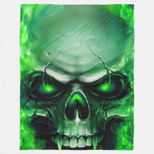 GREEN SKULL FLEECE DEKEN (Voorkant)