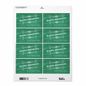 Green Slanted Chalkboard Étiquettes de vacances (Feuille entière)