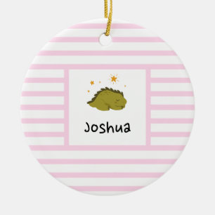Green Sleepy Baby Dino Roze band Modern Keramisch Ornament