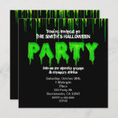 Green Slime Fun Halloween Invitations de fête (Devant / Derrière)