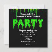 Green Slime Fun Halloween Invitations de fête (Devant)