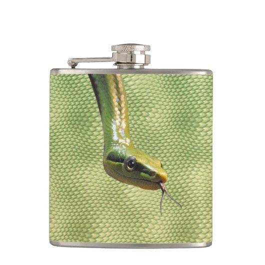 Green Snake Skin-effect Reptile-lover Heupfles (Voorkant)