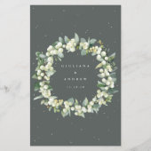 Green Snowberry+Eucalyptus 3 Parcours Menu Mariage (Dos)