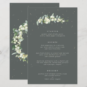 Green Snowberry+Eucalyptus 3 Parcours Menu Mariage