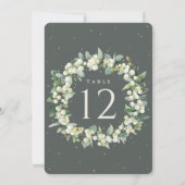 Green Snowberry+Eucalyptus Mariage Numéro de table (Dos)