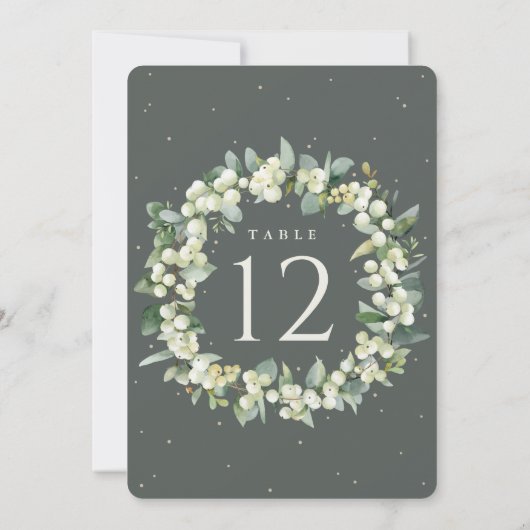 Green Snowberry+Eucalyptus Mariage Numéro de table (Dos)