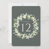 Green Snowberry+Eucalyptus Mariage Numéro de table (Devant)