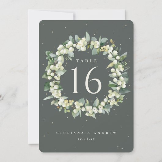 Green Snowberry+Eucalyptus Mariage Numéro de table (Dos)