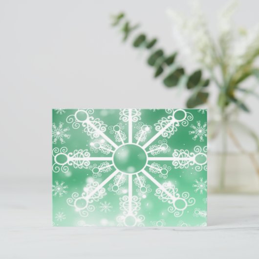 Green Snowflake Briefkaart (Staand voorkant)