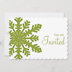 Green Snowflake Dîner d'hiver Invitation 1