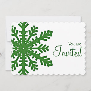Green Snowflake Dîner d'hiver Invitation de fête 2
