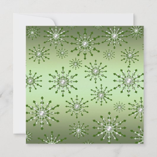 Green Snowflake Fête Invitation (Dos)
