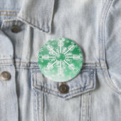 Green Snowflake Ronde Button 7,6 Cm (In situ)