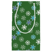 Green Snowflake Small Gift Bag Klein Cadeauzakje (Voorkant)