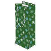 Green Snowflake Wijn Cadeautas (Achterkant Gekanteld)