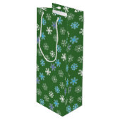 Green Snowflake Wijn Cadeautas (Voorkant Gekanteld)