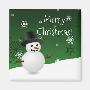 Green Snowman hiver décor Magnet de Noël