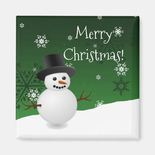 Green Snowman hiver décor Magnet de Noël (Devant)