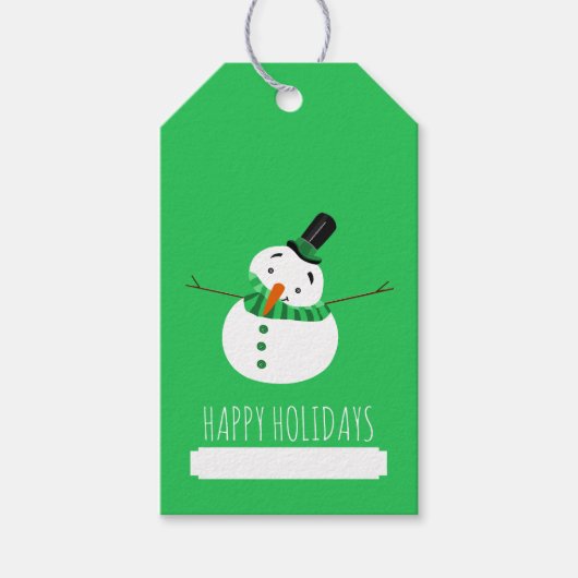 Green Snowman Prettige feestdagen Cadeaulabel (Voorkant)