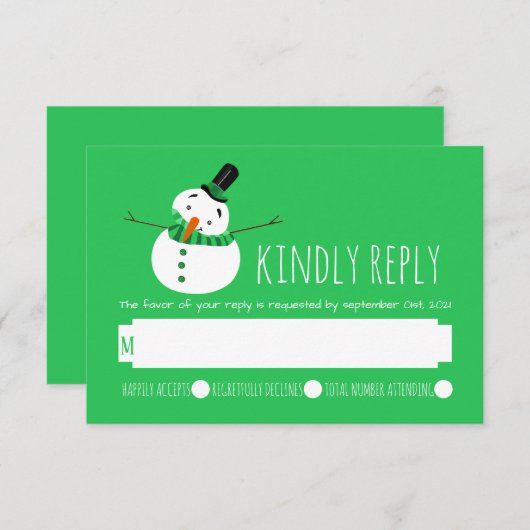 Green Snowman RSVP (Devant / Derrière)