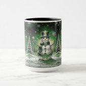 Green Snowman Snowflakes Holiday Mug (Centre)