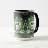 Green Snowman Snowflakes Holiday Mug (Devant droit)
