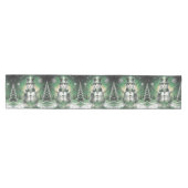 Green Snowman Snowflakes Holiday Table Runner Medium Tafelloper (Horizontaal)