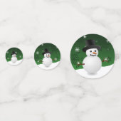 Green Snowman Winter Scene Confetti de Noël (Devant)