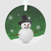 Green Snowman Winter Scene Kerstannament Ornament (achterkant)