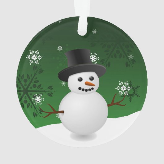 Green Snowman Winter Scene Kerstannament Ornament (achterkant)
